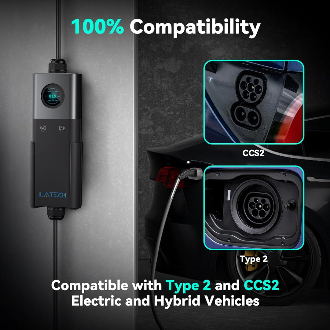 ILATECH Typ 2 mobiles Ladegerät 22kW – 5 Meter Kabel – Basic Set EU WiFi - E-NRGY