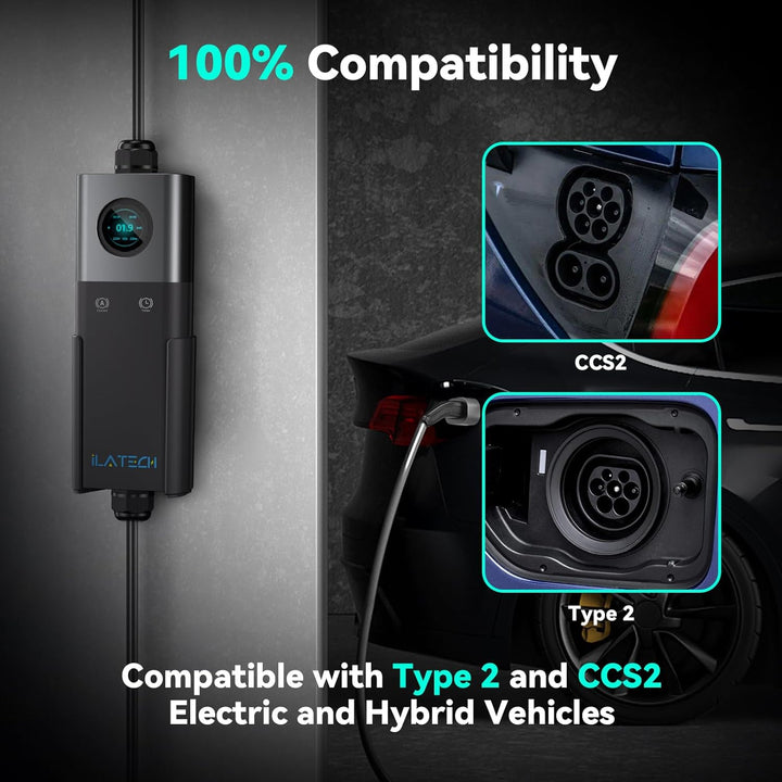 ILATECH Typ 2 mobiles Ladegerät 22kW – 5 Meter Kabel – Basic Set EU WiFi - E-NRGY