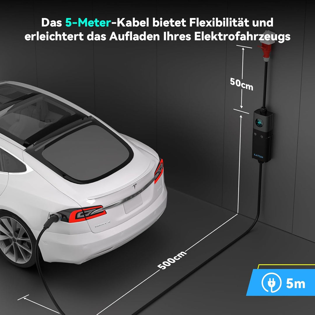 ILATECH Typ 2 mobiles Ladegerät 22kW - 5 Meter Kabel - Traveller Set - E-NRGY