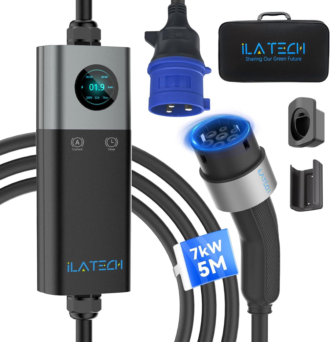 ILATECH Typ 2 mobiles Ladegerät 22kW - 5 Meter Kabel - 7kW - E - NRGY