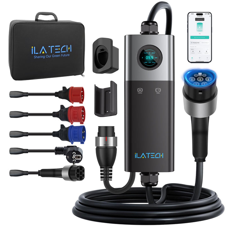 ILATECH Typ 2 mobiles Ladegerät 22kW - 5 Meter Kabel - Plus - E - NRGY