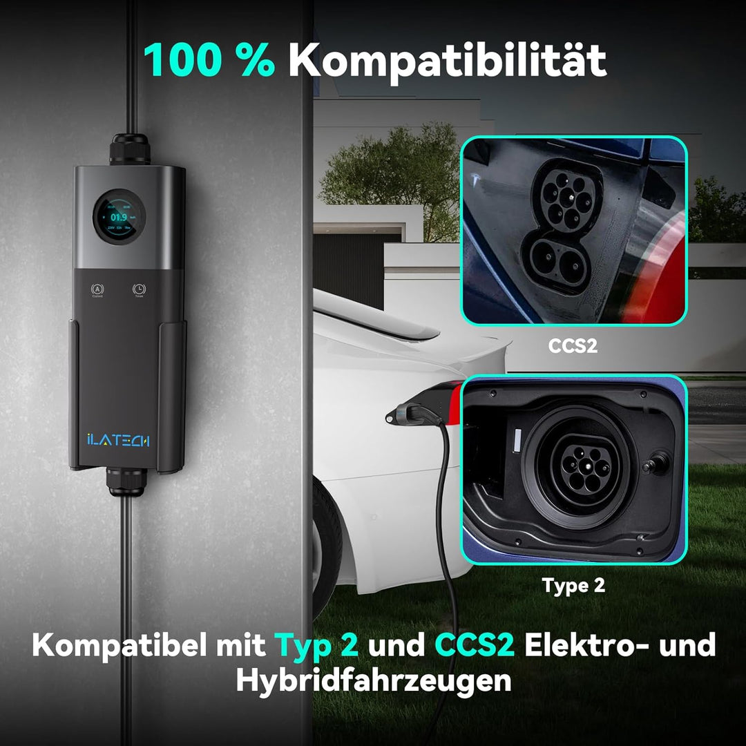 ILATECH Typ 2 mobiles Ladegerät 22kW – 5 Meter Kabel – Traveller Plus Set WiFi - E - NRGY