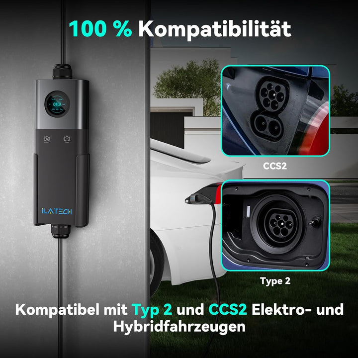 ILATECH Typ 2 mobiles Ladegerät 22kW – 5 Meter Kabel – Traveller Plus Set WiFi - E - NRGY
